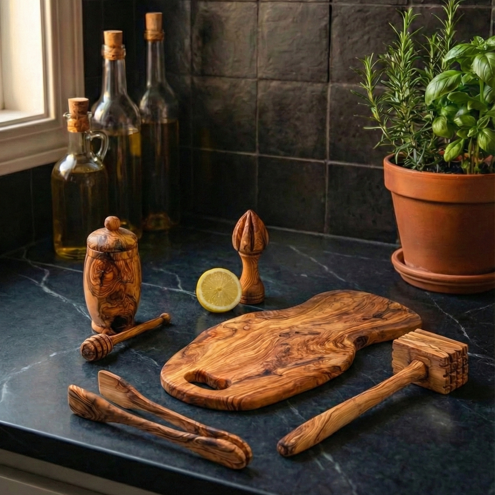 Olive Wood Grill Pack – Handcrafted BBQ Set PACK_GRILL_PIECE