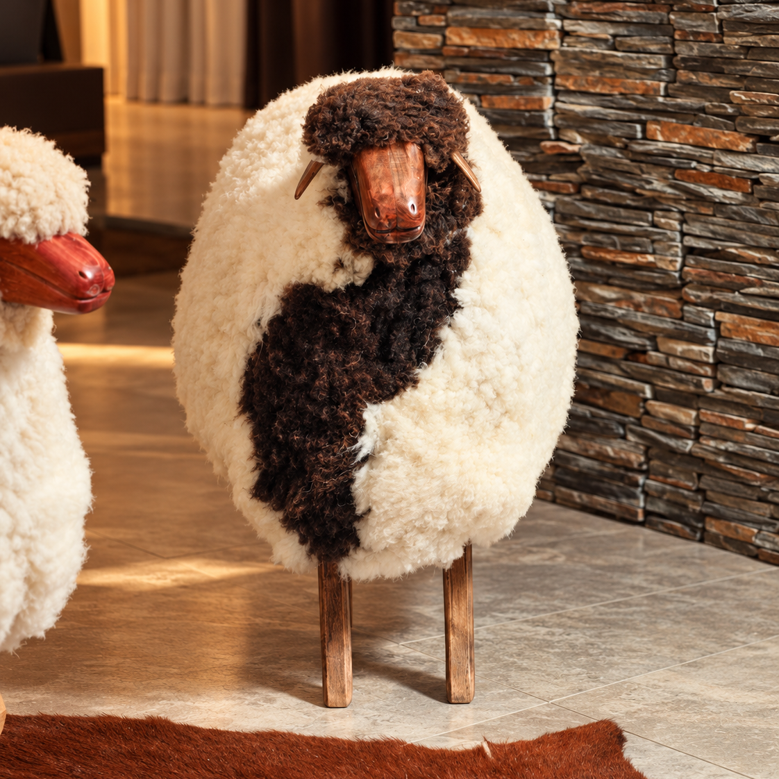 Grand Sheepskin Sheep Stool