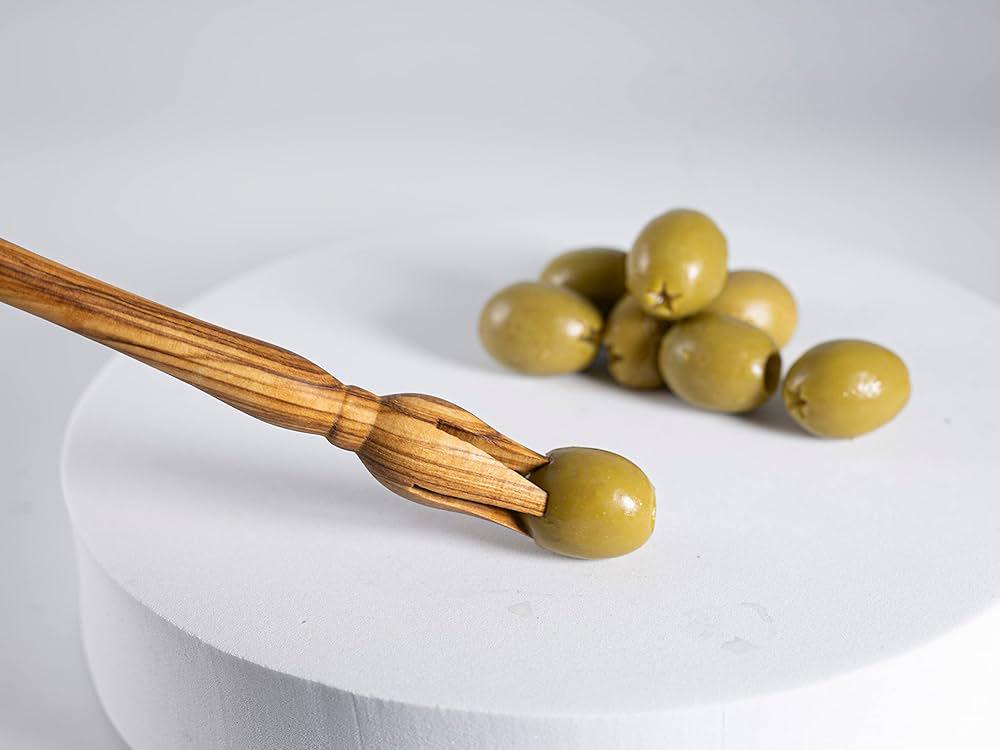 Olive Wood Divided Serving Dish with Olive Picker – A Perfect Entertaining Set
