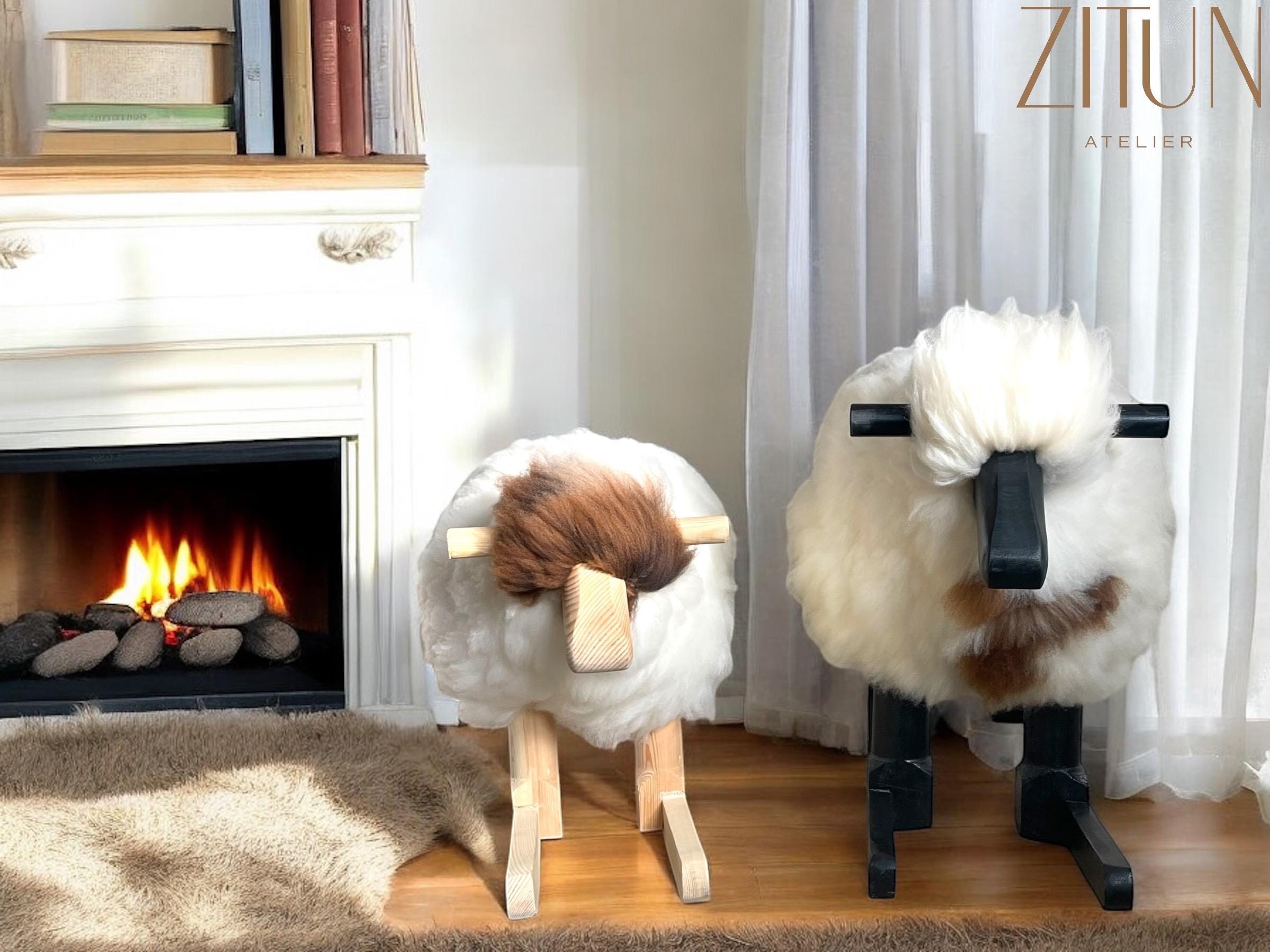 Sheep Rocking Chair: Real Sheepskin & Wood, Nursery Decor