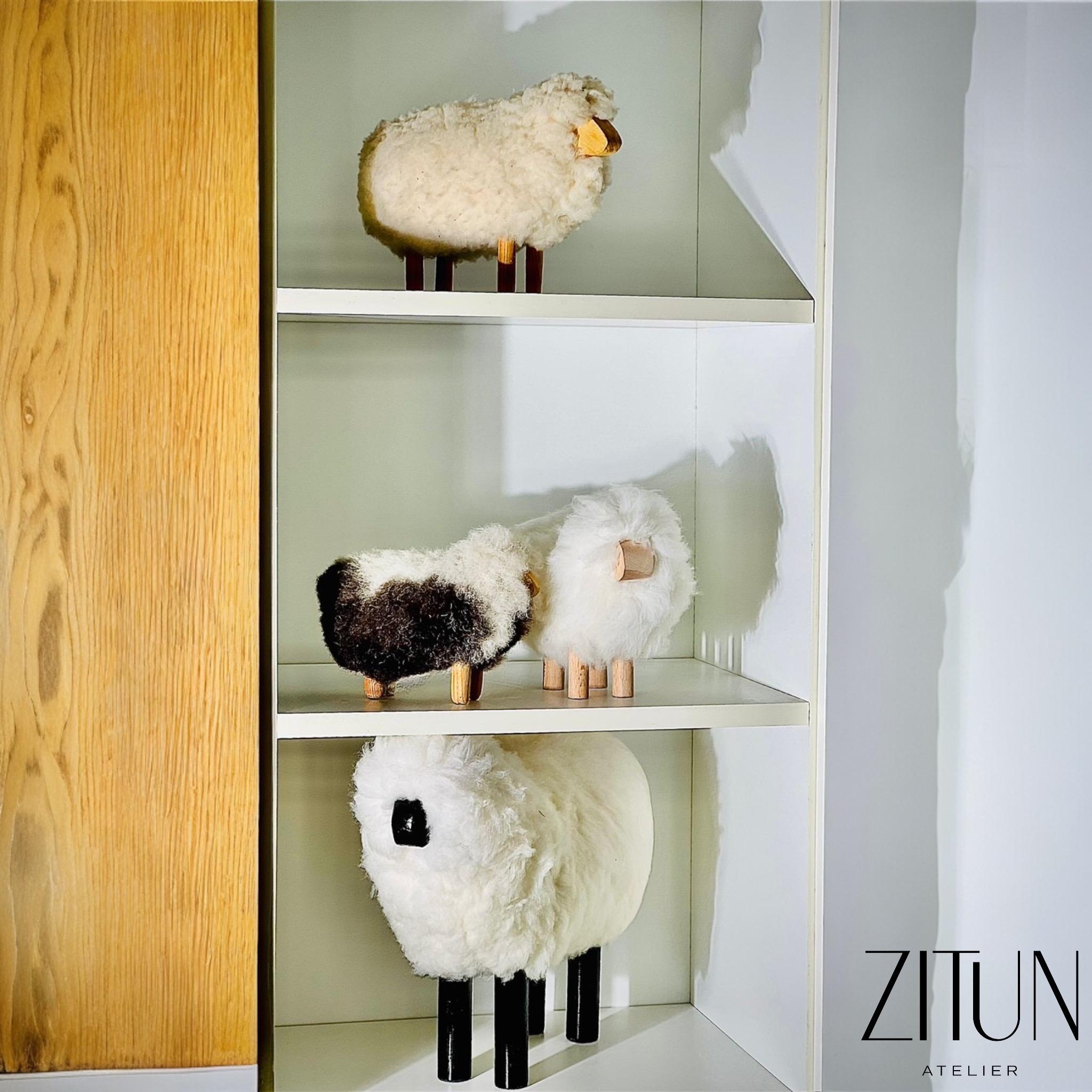 Handmade Sheep Figurines, Decorative Sheep Wool & Red Wood |Handcrafted Authentic Sheep Wool | Sheep Lovers | Unique Home Decor