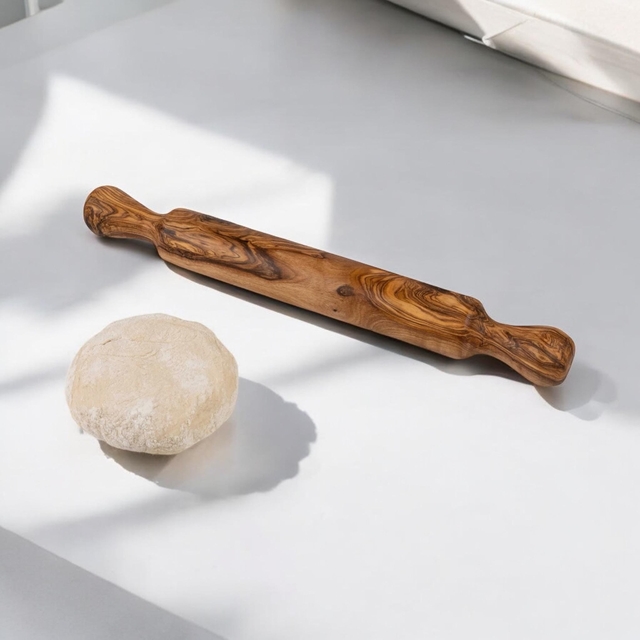 Rouleau à pâtisserie en bois d'olivier - Outil de cuisson artisanal fabriqué à la main