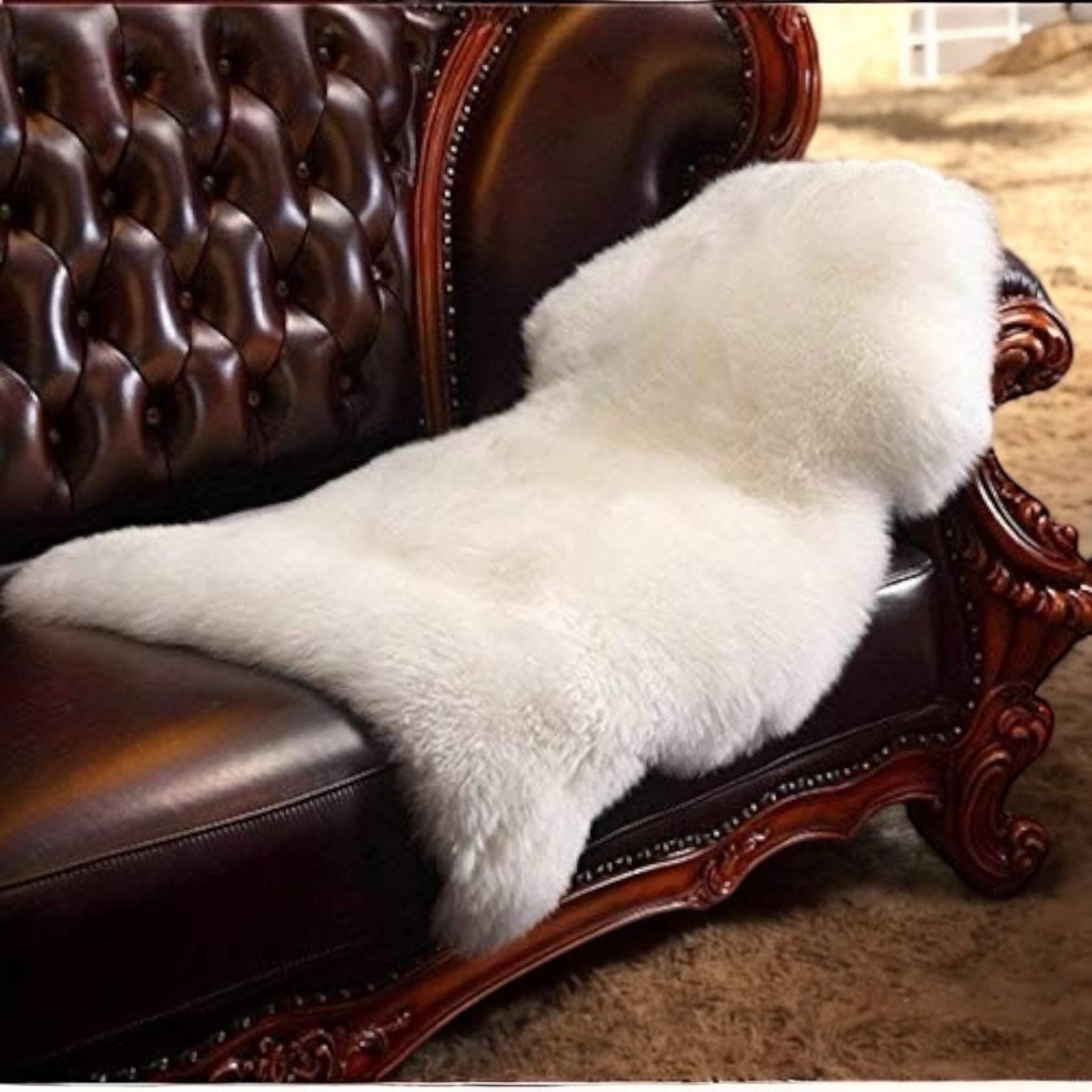 Sheepskin Hide Rug – Authentic Handmade Wool Carpet | Rustic & Cozy Home Decor | Original sheep leather