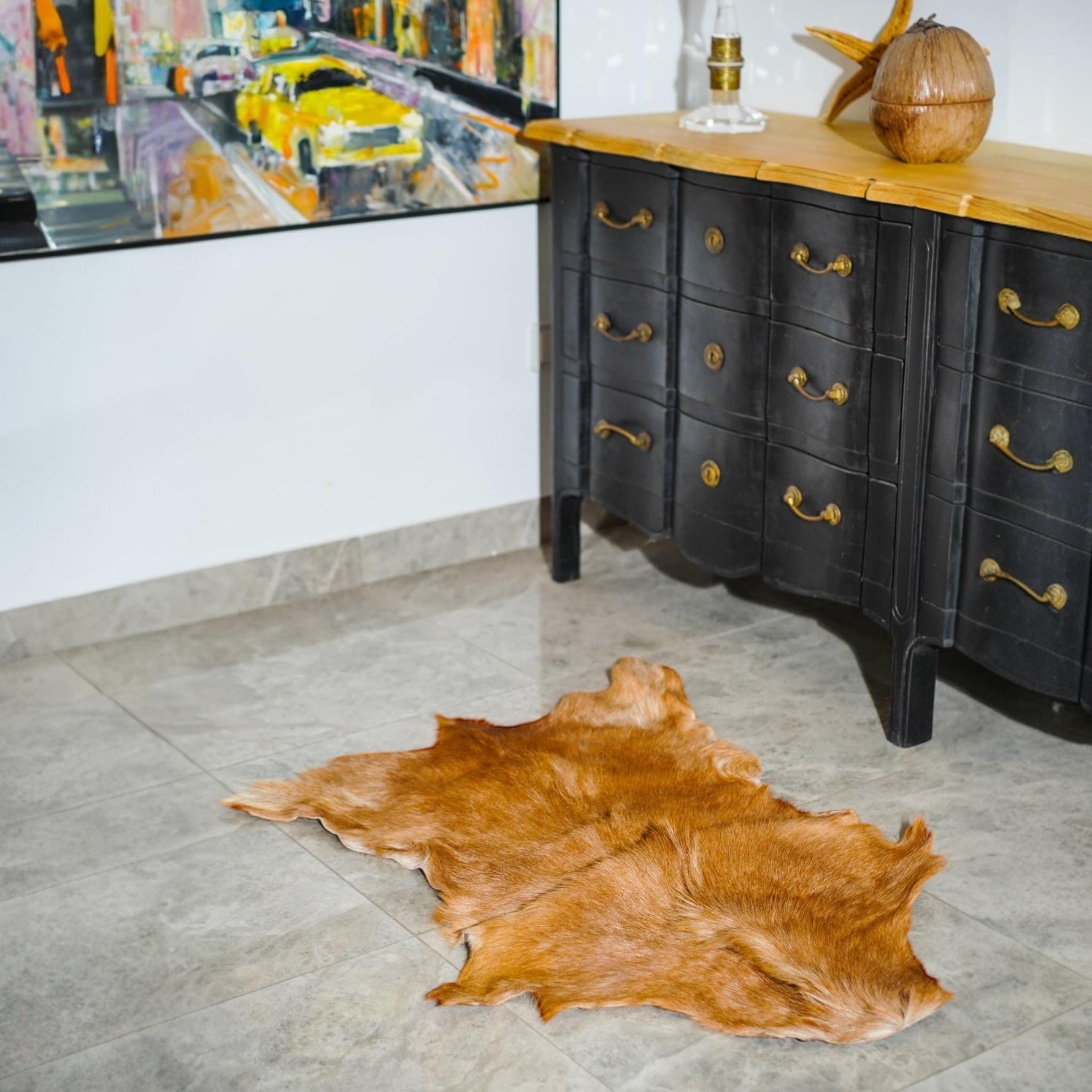 Handmade Natural Goatskin Rug: Rustic Home Decor