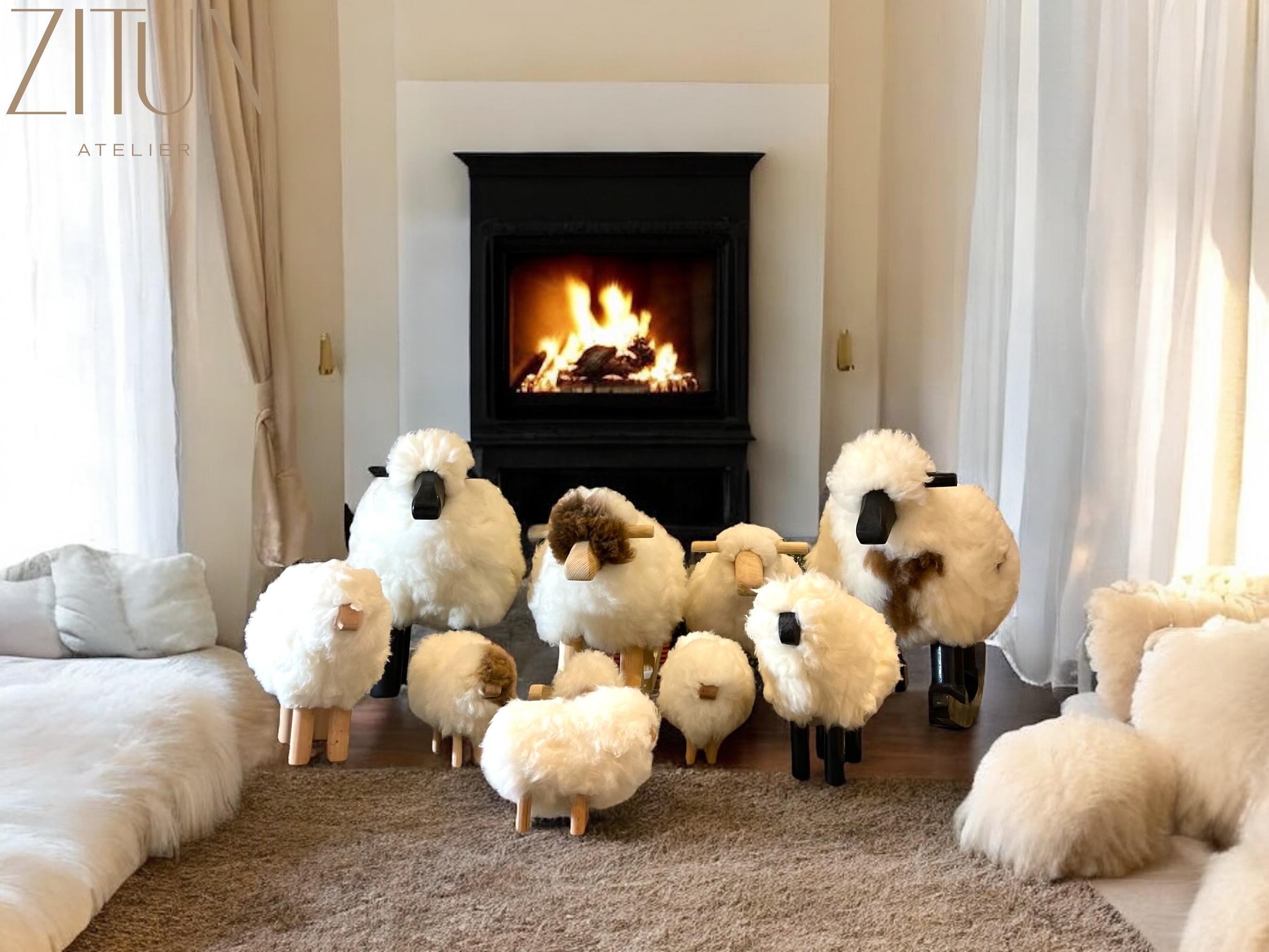 Sheep Rocking Chair: Real Sheepskin & Wood, Nursery Decor