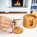 Coasters Set | Handmade with Olive Wood | Unique Rustic Wooden Coasters |Natural Coaster Set | handcrafted kitchenware |Set Of 6 Coasters