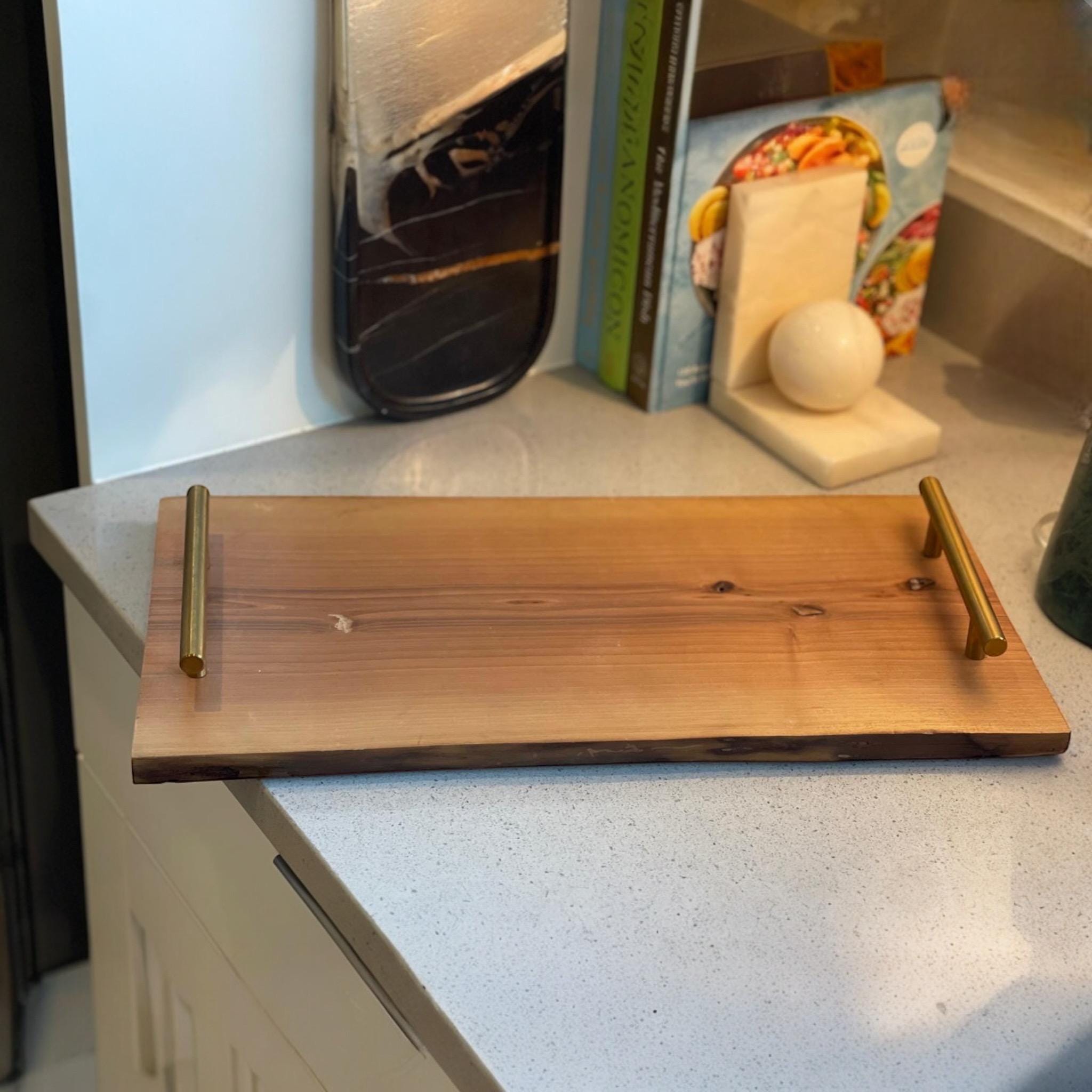 Handmade Pine Wood Serving Tray: Rustic Home Decor