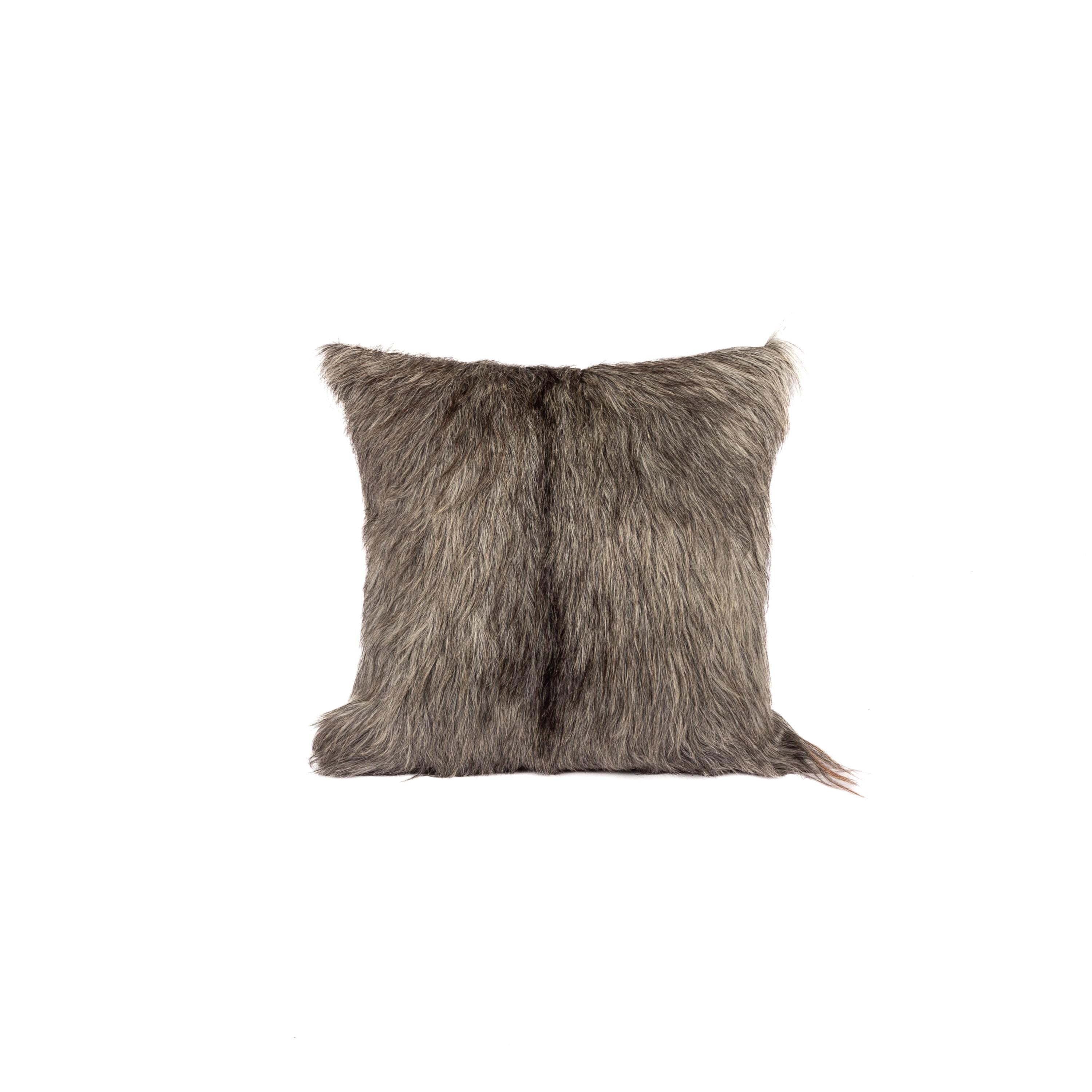 Handcrafted Goatskin Pillow: Natural Rustic Square Cushion