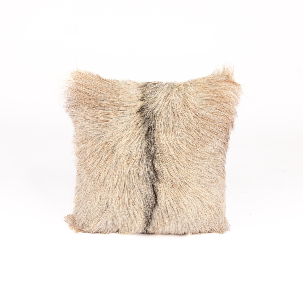 Handcrafted Goatskin Pillow: Natural Rustic Square Cushion