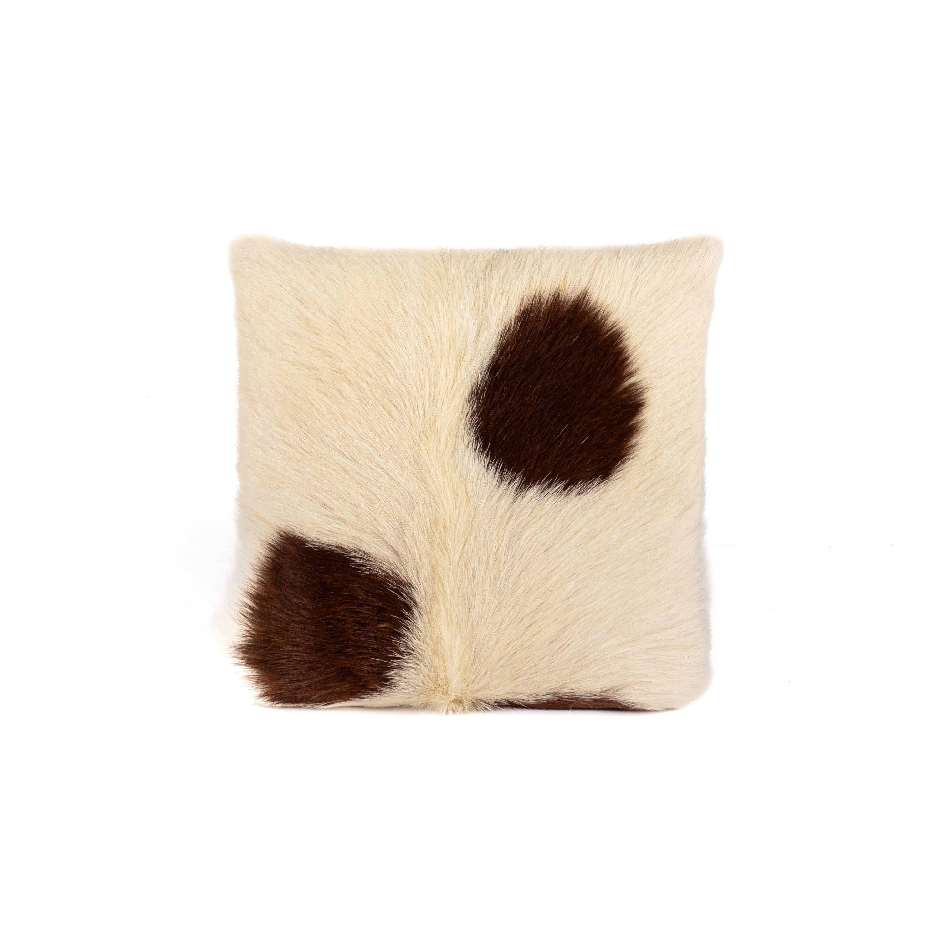 Handcrafted Goatskin Pillow: Natural Rustic Square Cushion