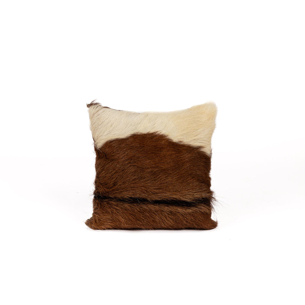 Handcrafted Goatskin Pillow: Natural Rustic Square Cushion