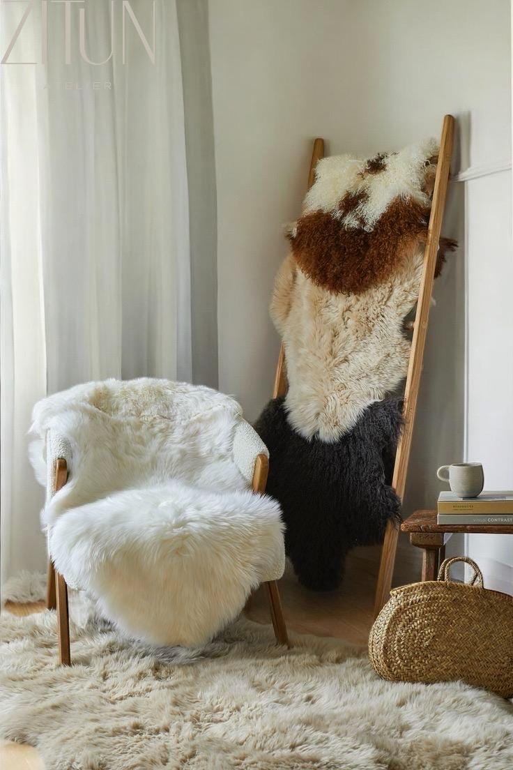 Sheepskin Hide Rug – Authentic Handmade Wool Carpet | Rustic & Cozy Home Decor | Original sheep leather