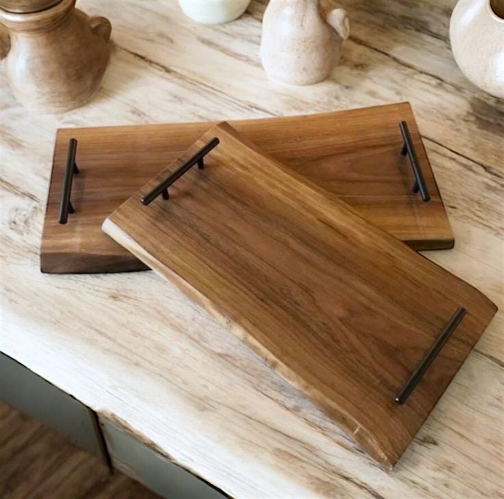 Handmade Pine Wood Serving Tray: Rustic Home Decor