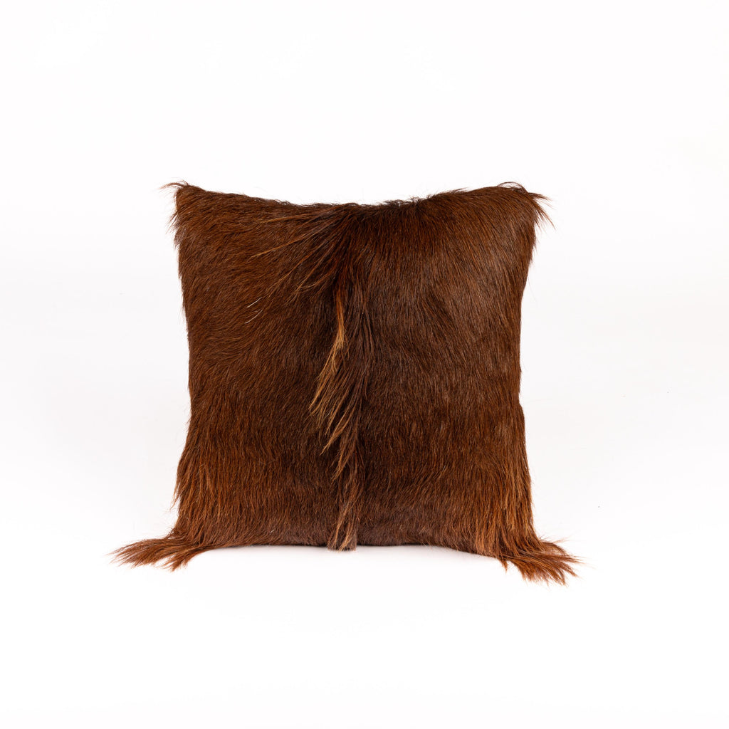 Handcrafted Goatskin Pillow: Natural Rustic Square Cushion