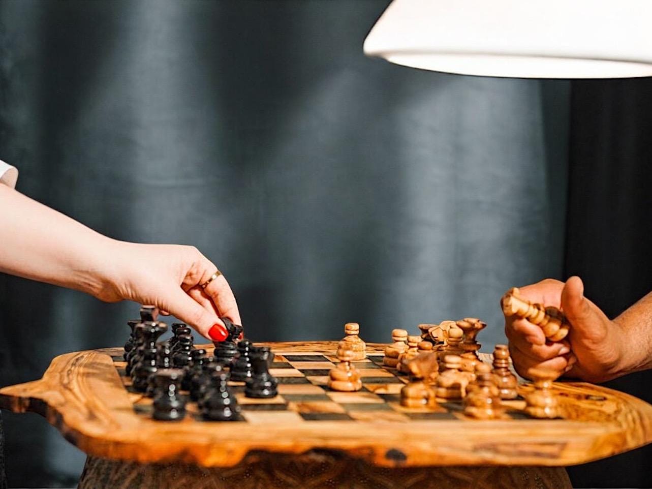 Handmade Olive Wood Chess Set: Rustic Board Game with Storage