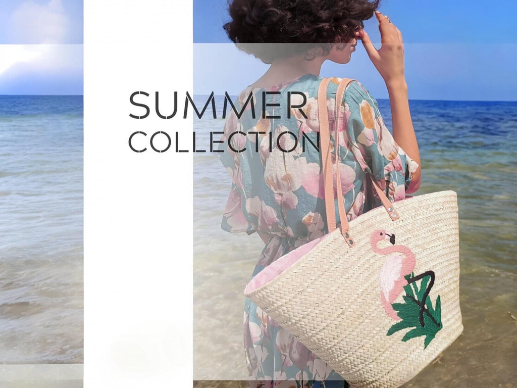 Handmade Palm Leaf Straw Bag: Embroidered Flamingo Beach Tote