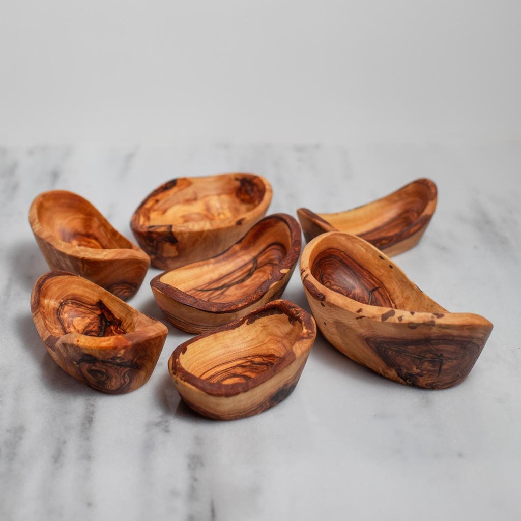 Set of 3 Olive Wood Nesting Boat Bowls – Handmade Rustic Canoe – Shaped Serving Dish – Natural Wood Serving Tray – Artisan Tableware Gift