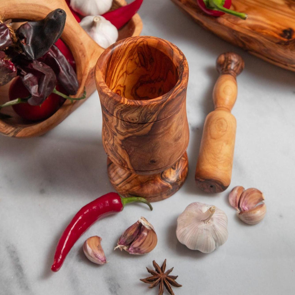 Rustic mortar Olive Wood Mortar and Pestle Set| Wooden Herb Grinder for Spices & Guacamole| Mortar Pestle Set| Farmhouse Kitchen Decor