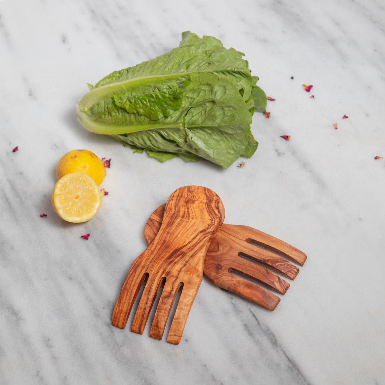 Handmade Olive Wood Salad Fork - Rustic Wooden Fourchette - Natural Kitchen Utensil