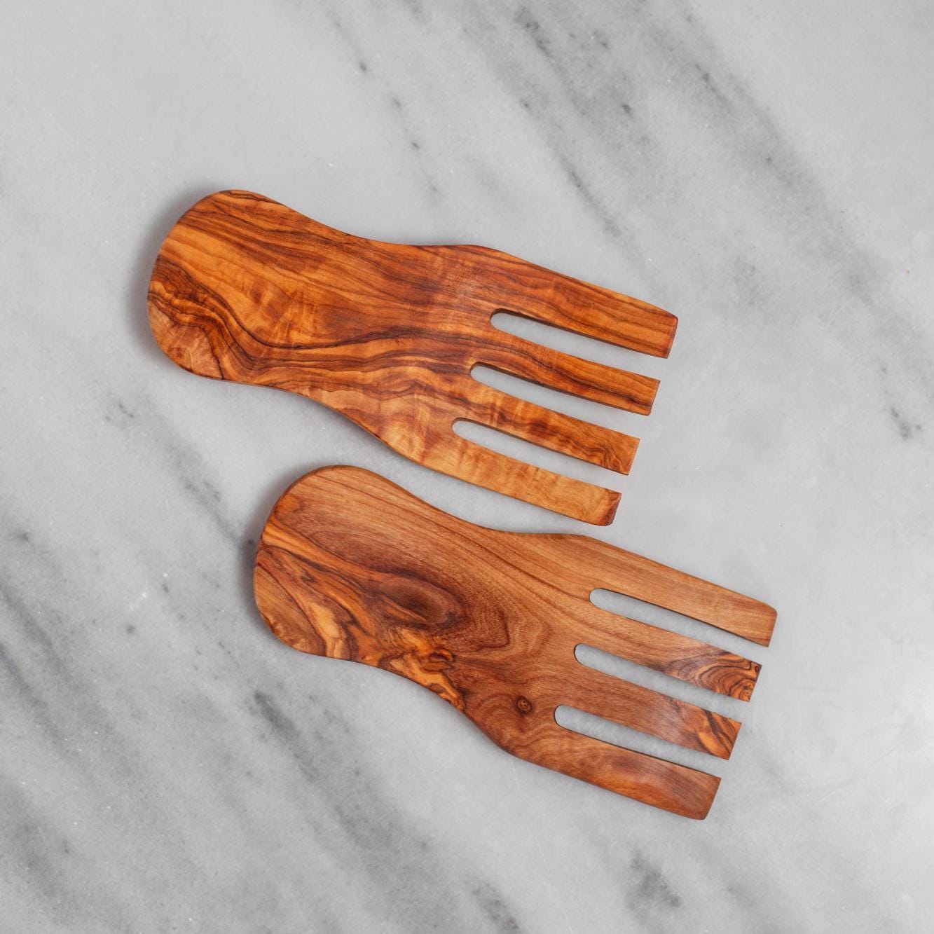 Handmade Olive Wood Salad Fork - Rustic Wooden Fourchette - Natural Kitchen Utensil