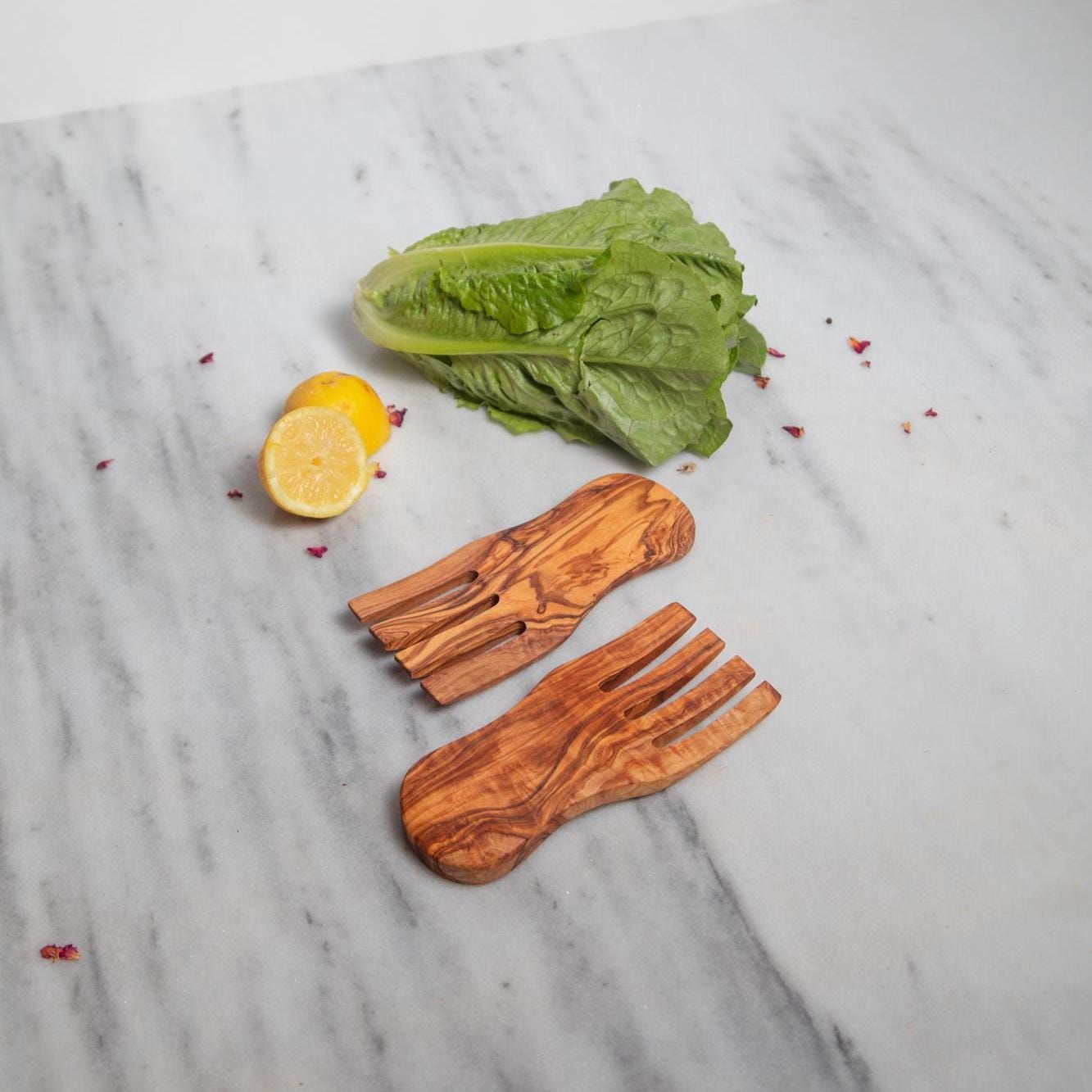 Handmade Olive Wood Salad Fork - Rustic Wooden Fourchette - Natural Kitchen Utensil