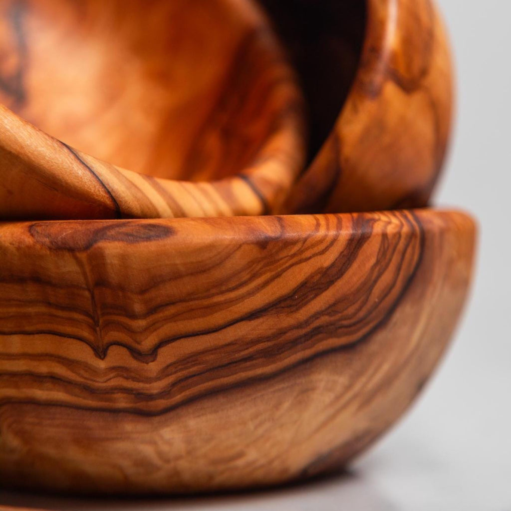 Handmade Olive Wood Salad Bowl - Rustic Serving Bowl for Salads, Fruits, and Kitchen Décor