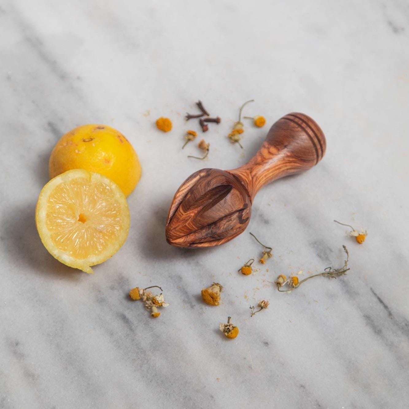 Luxury Olive Wood Lemon Juicer – Handcrafted Citrus Reamer | Rustic Artisan Kitchen Tool, Exclusive Gift