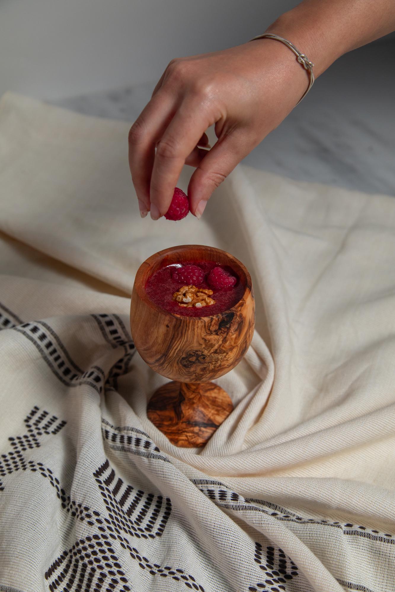 Handmade Olive Wood Cup – Rustic Natural Cup for Juices, Smoothies & Desserts
