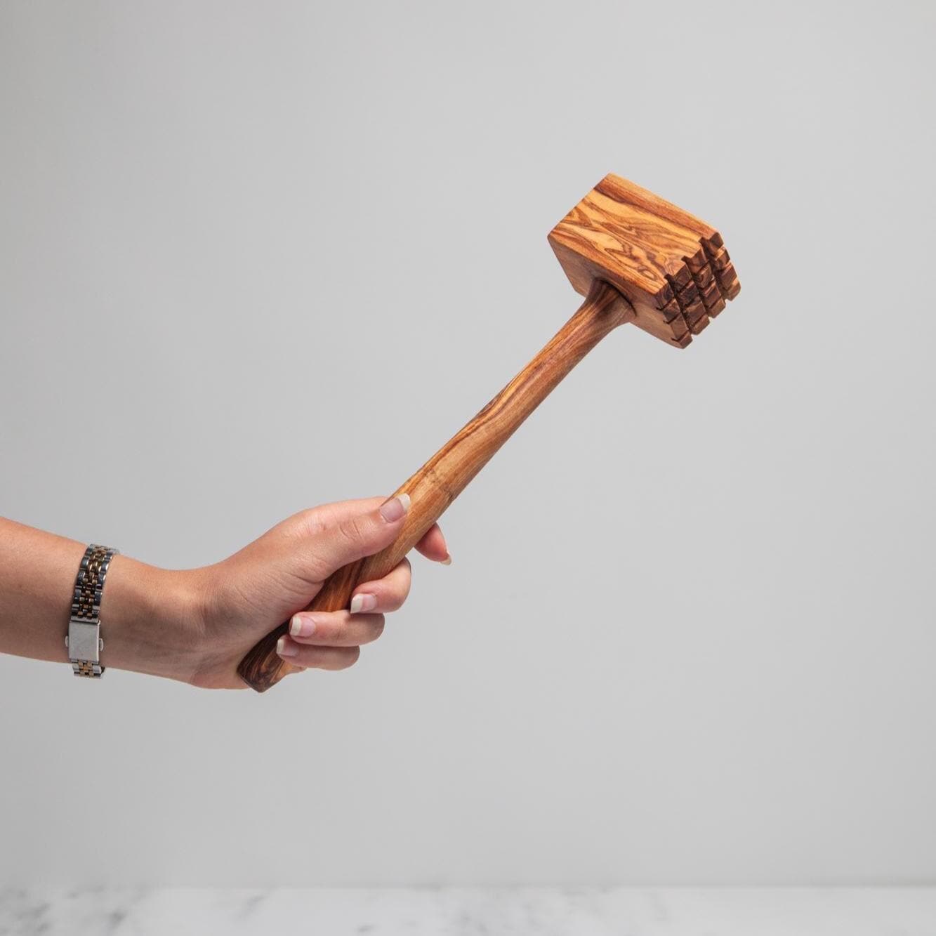 Handmade Olive Wood Meat Tenderizer – Rustic Wooden Meat Hammer – Kitchen Tool – Natural Heavy Duty Mallet – BBQ Gift for Him