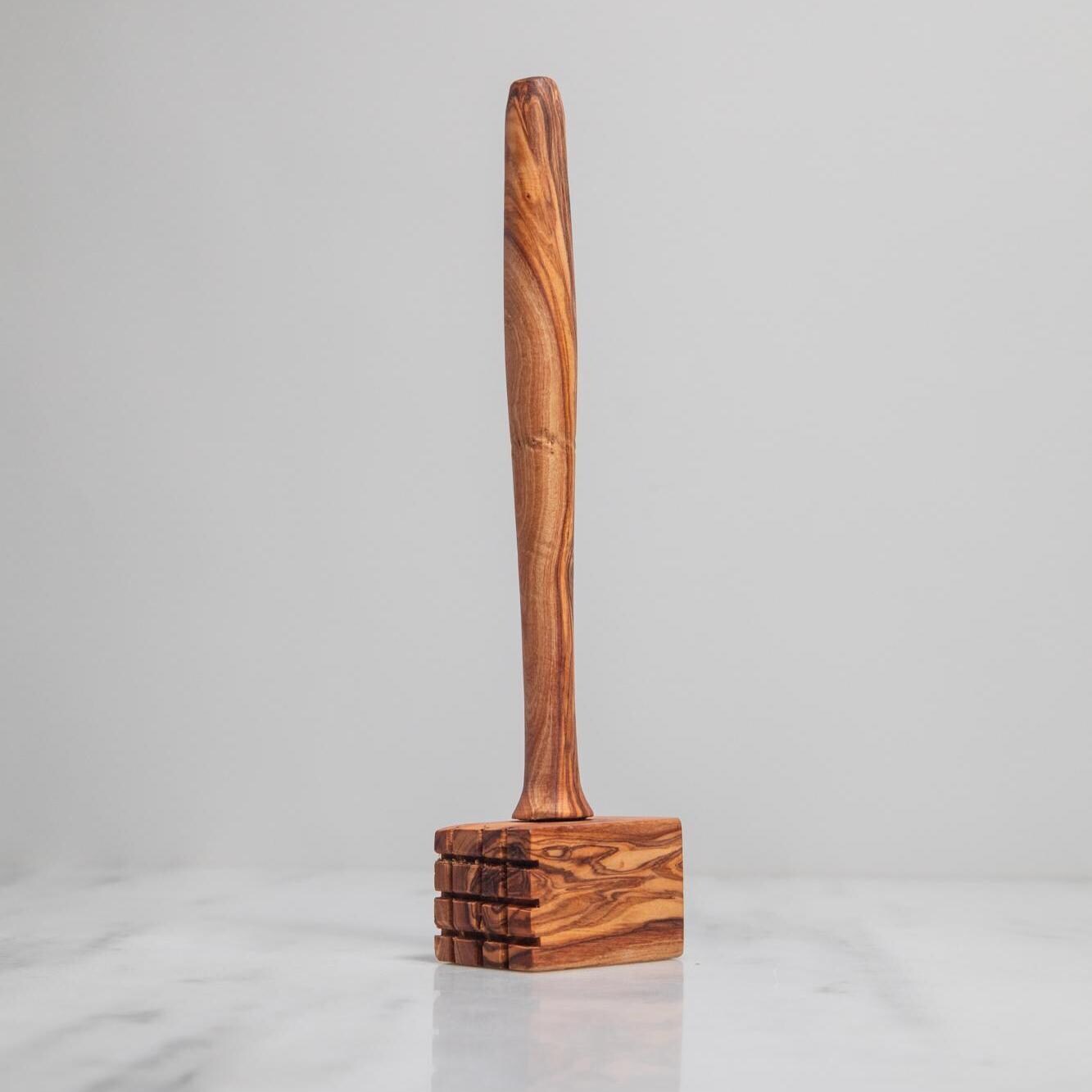 Handmade Olive Wood Meat Tenderizer – Rustic Wooden Meat Hammer – Kitchen Tool – Natural Heavy Duty Mallet – BBQ Gift for Him
