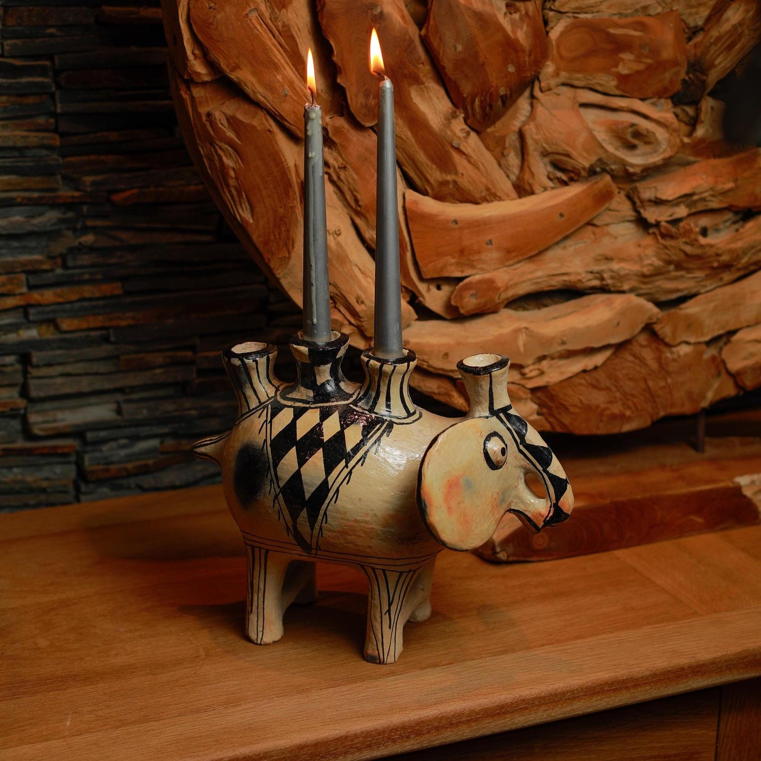 Elephant Candle Holder – Handmade Pottery Decor – Ceramic Elephant Tealight Holder – Boho Home Accent – Spiritual Animal Gift