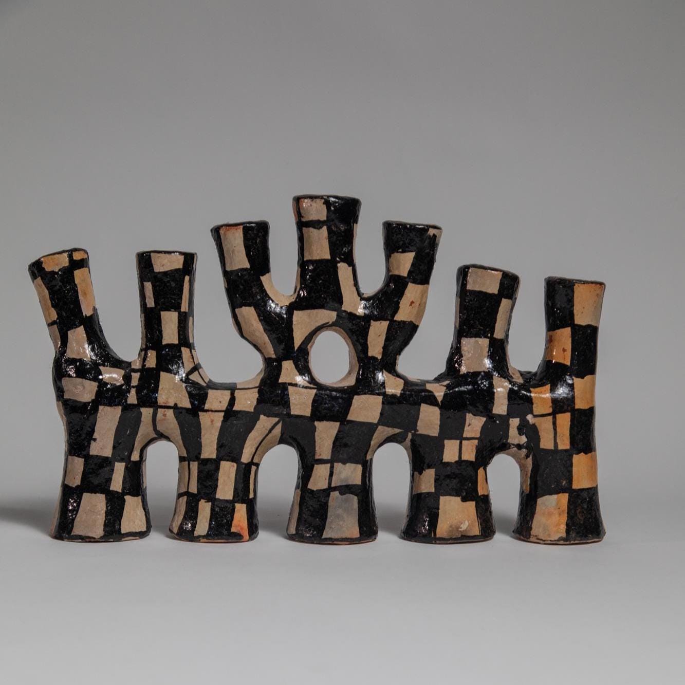 Artisan Pottery Candelabra – Handcrafted Clay Candle Holder of Timeless Heritage