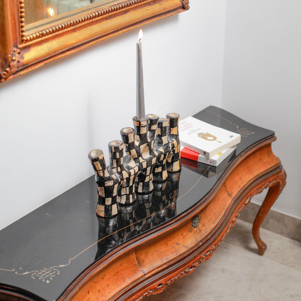 Artisan Pottery Candelabra – Handcrafted Clay Candle Holder of Timeless Heritage