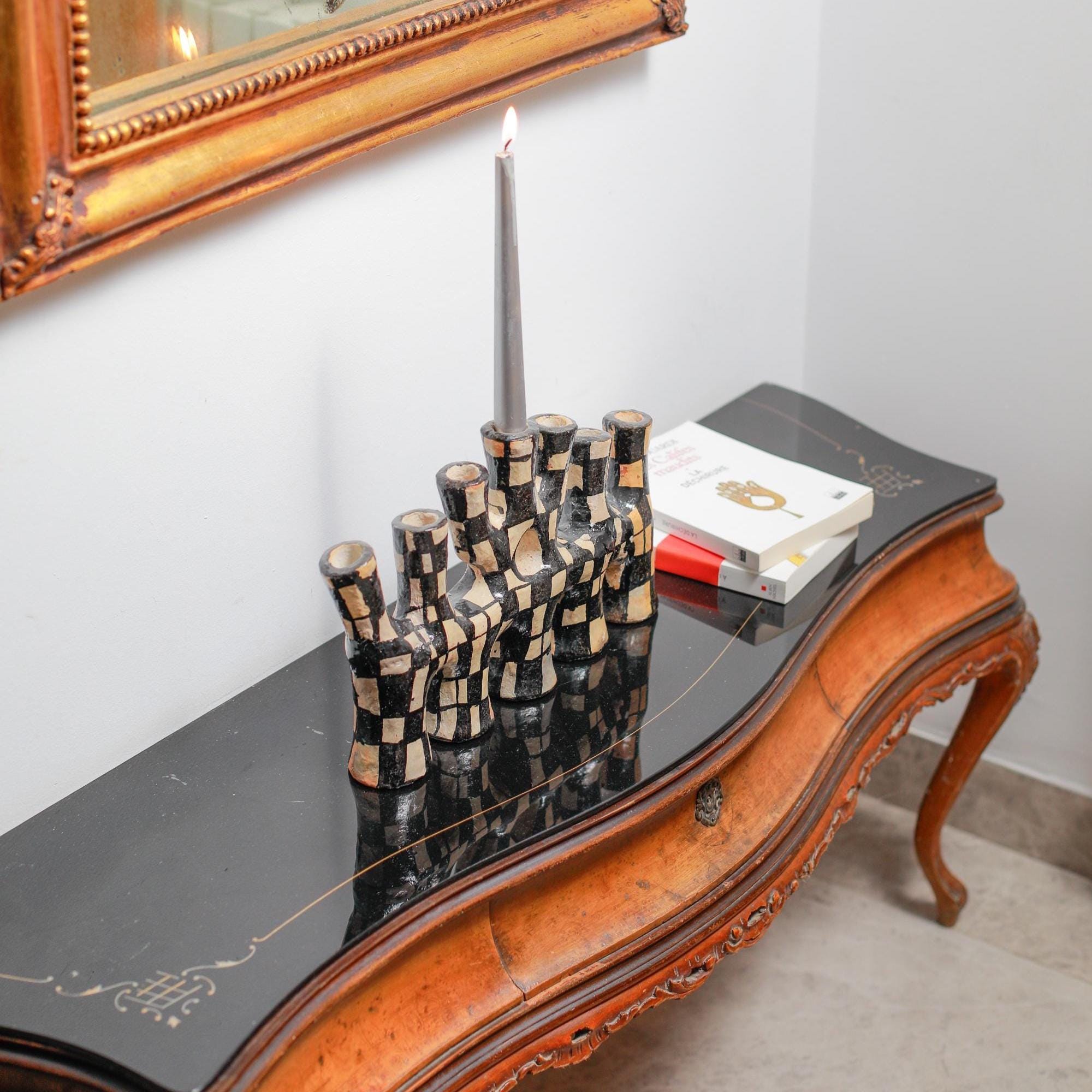 Artisan Pottery Candelabra – Handcrafted Clay Candle Holder of Timeless Heritage