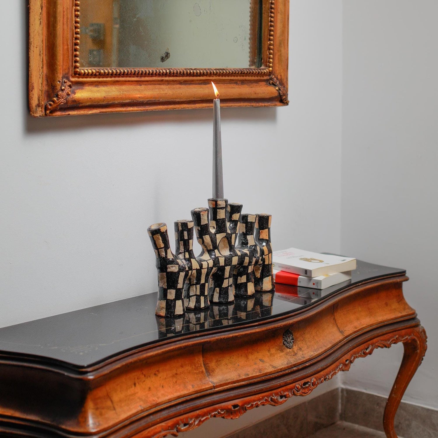 Artisan Pottery Candelabra – Handcrafted Clay Candle Holder of Timeless Heritage