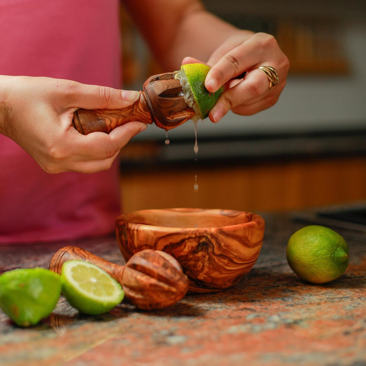 Luxury Olive Wood Lemon Juicer – Handcrafted Citrus Reamer | Rustic Artisan Kitchen Tool, Exclusive Gift