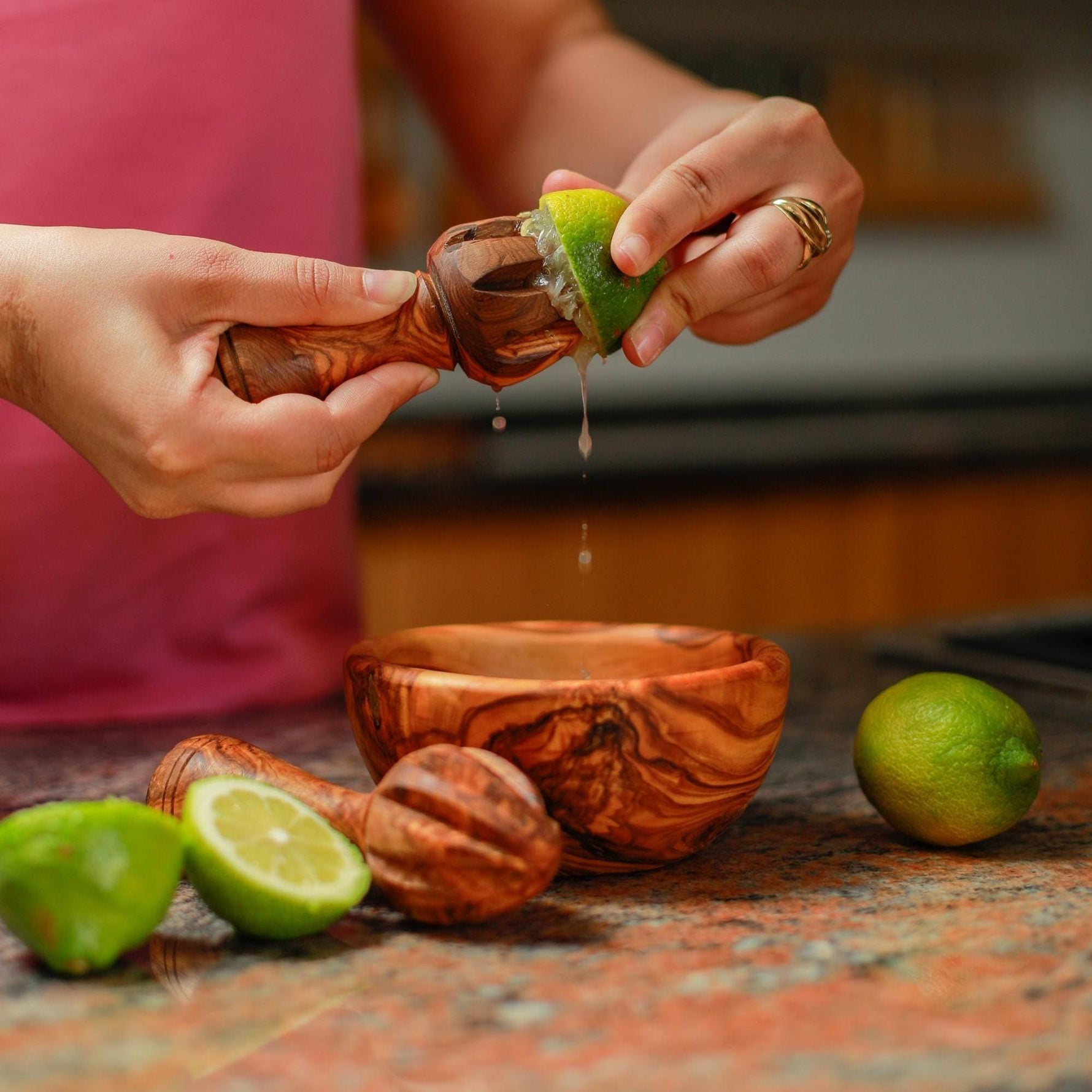 Luxury Olive Wood Lemon Juicer – Handcrafted Citrus Reamer | Rustic Artisan Kitchen Tool, Exclusive Gift