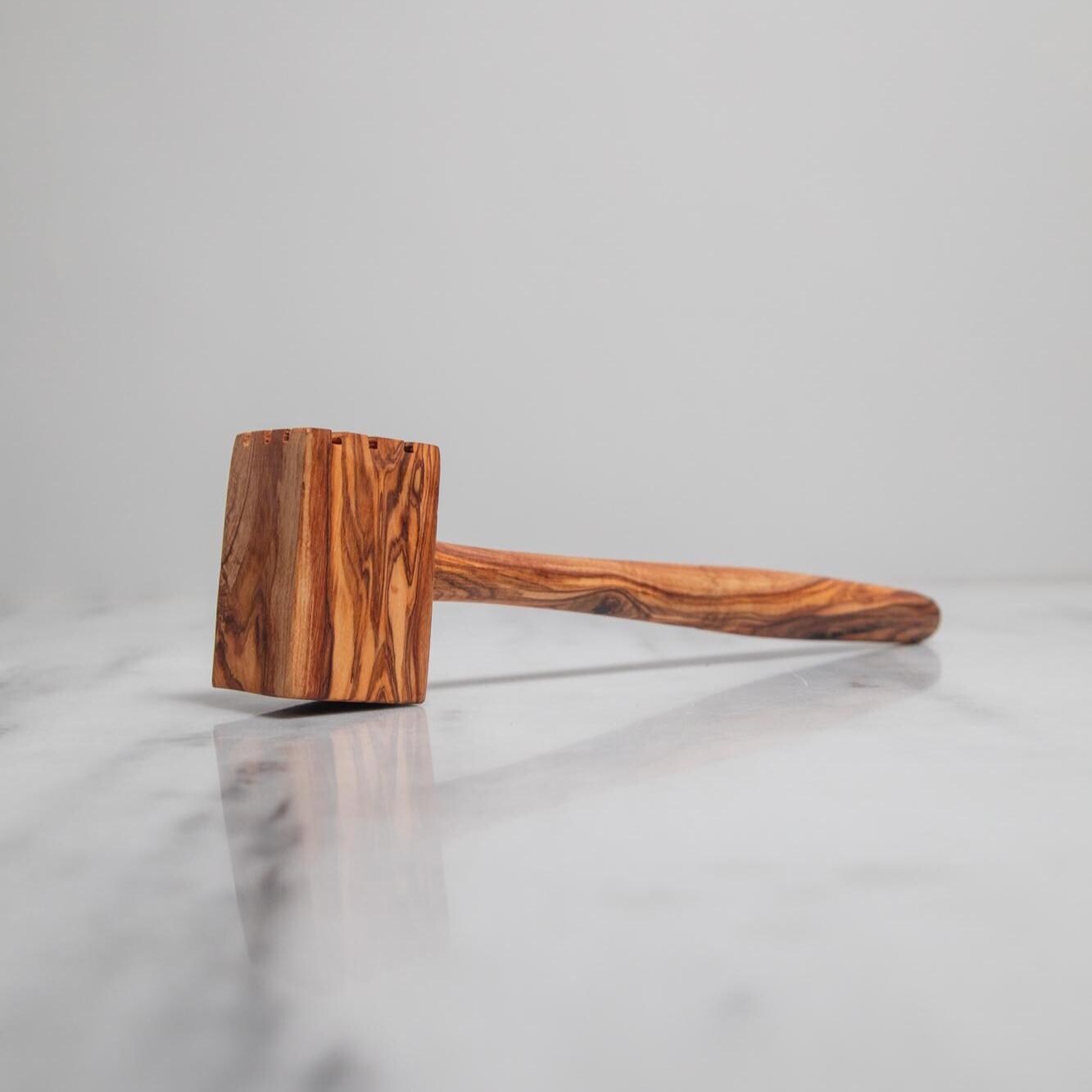 Handmade Olive Wood Meat Tenderizer – Rustic Wooden Meat Hammer – Kitchen Tool – Natural Heavy Duty Mallet – BBQ Gift for Him