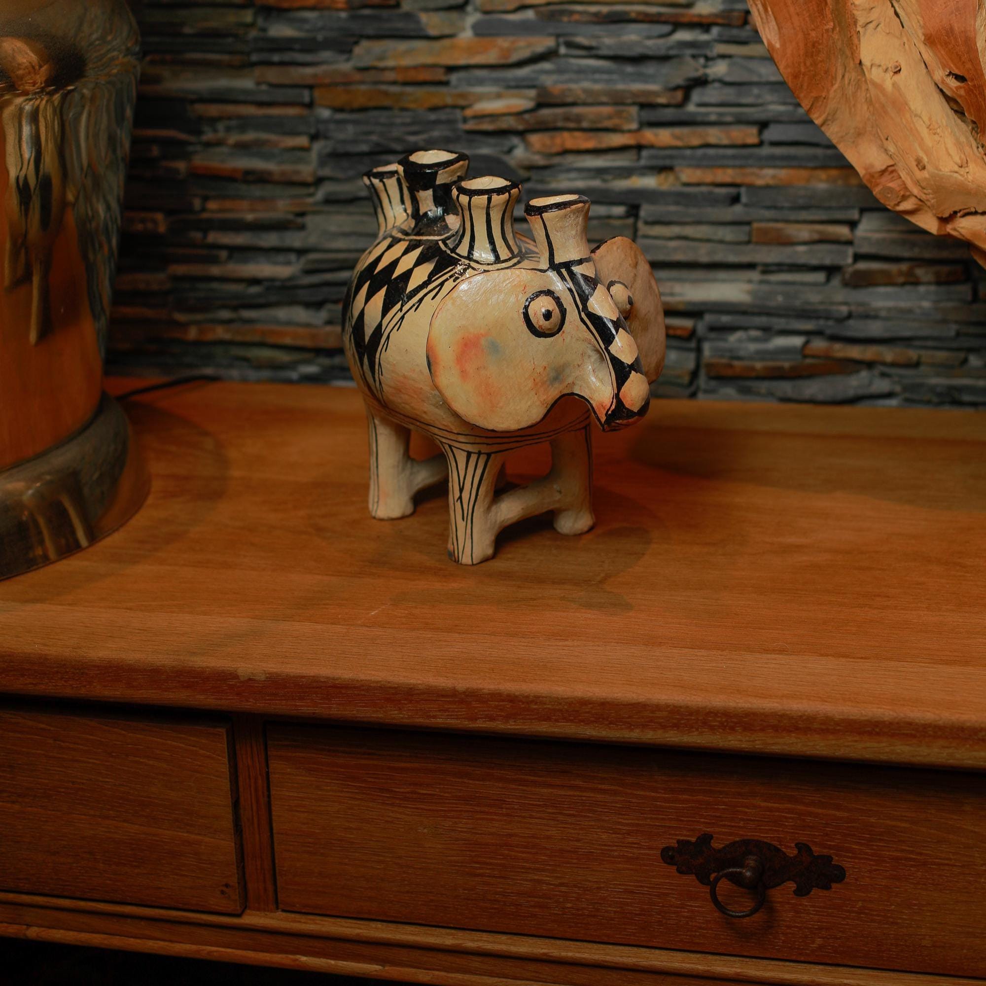 Elephant Candle Holder – Handmade Pottery Decor – Ceramic Elephant Tealight Holder – Boho Home Accent – Spiritual Animal Gift