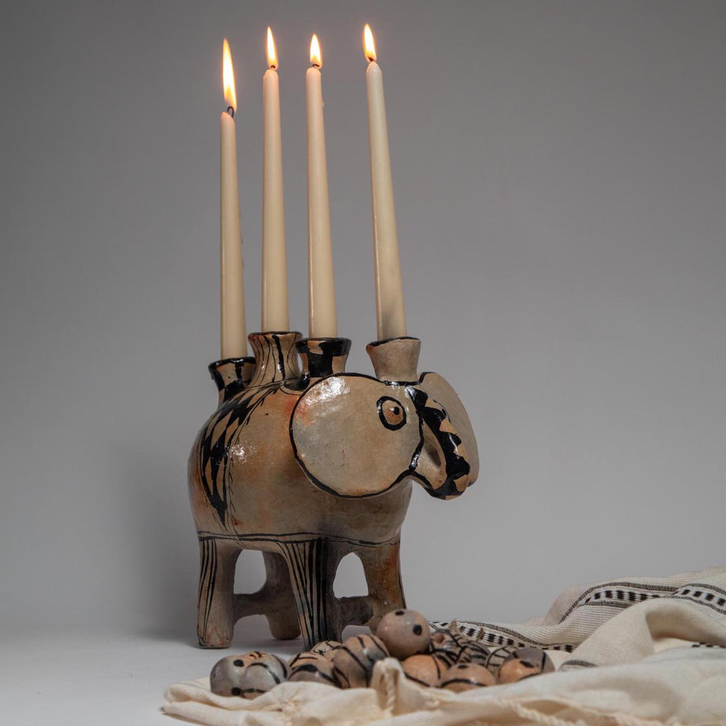 Elephant Candle Holder – Handmade Pottery Decor – Ceramic Elephant Tealight Holder – Boho Home Accent – Spiritual Animal Gift