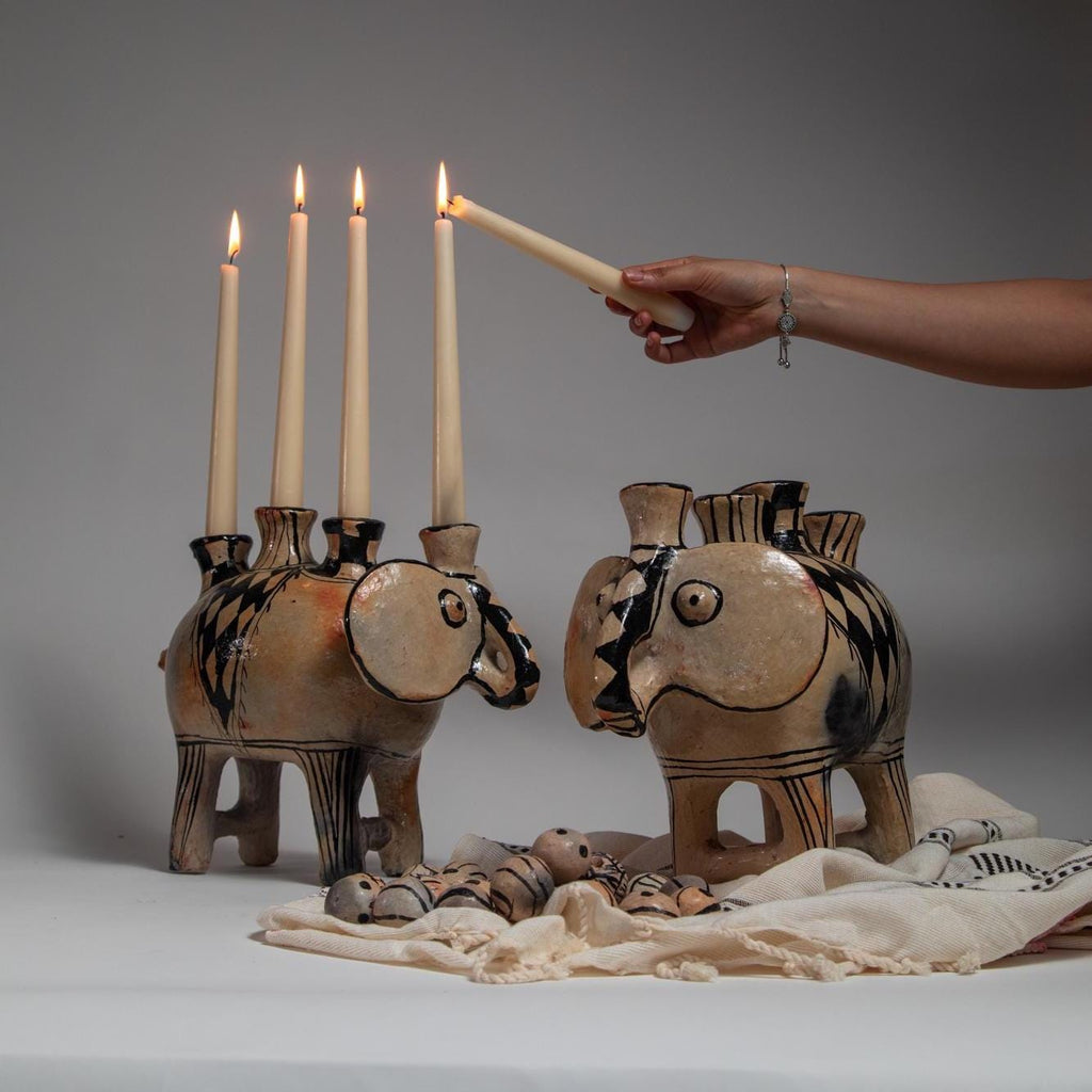 Elephant Candle Holder – Handmade Pottery Decor – Ceramic Elephant Tealight Holder – Boho Home Accent – Spiritual Animal Gift