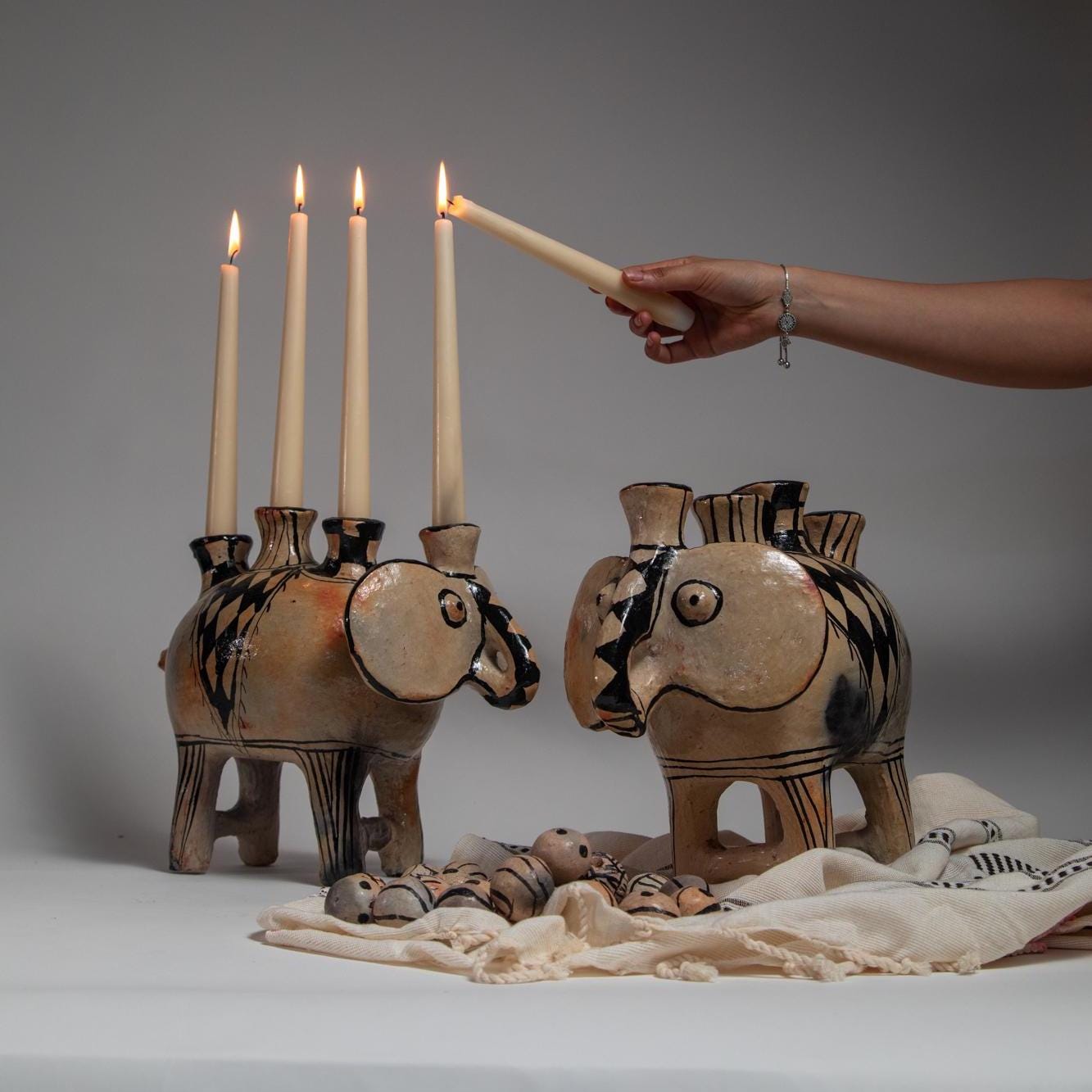 Elephant Candle Holder – Handmade Pottery Decor – Ceramic Elephant Tealight Holder – Boho Home Accent – Spiritual Animal Gift