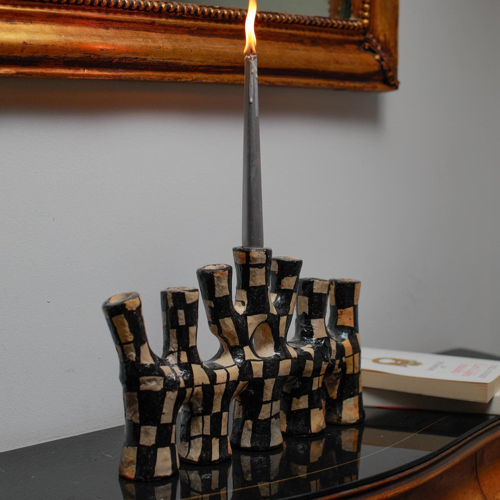 Artisan Pottery Candelabra – Handcrafted Clay Candle Holder of Timeless Heritage