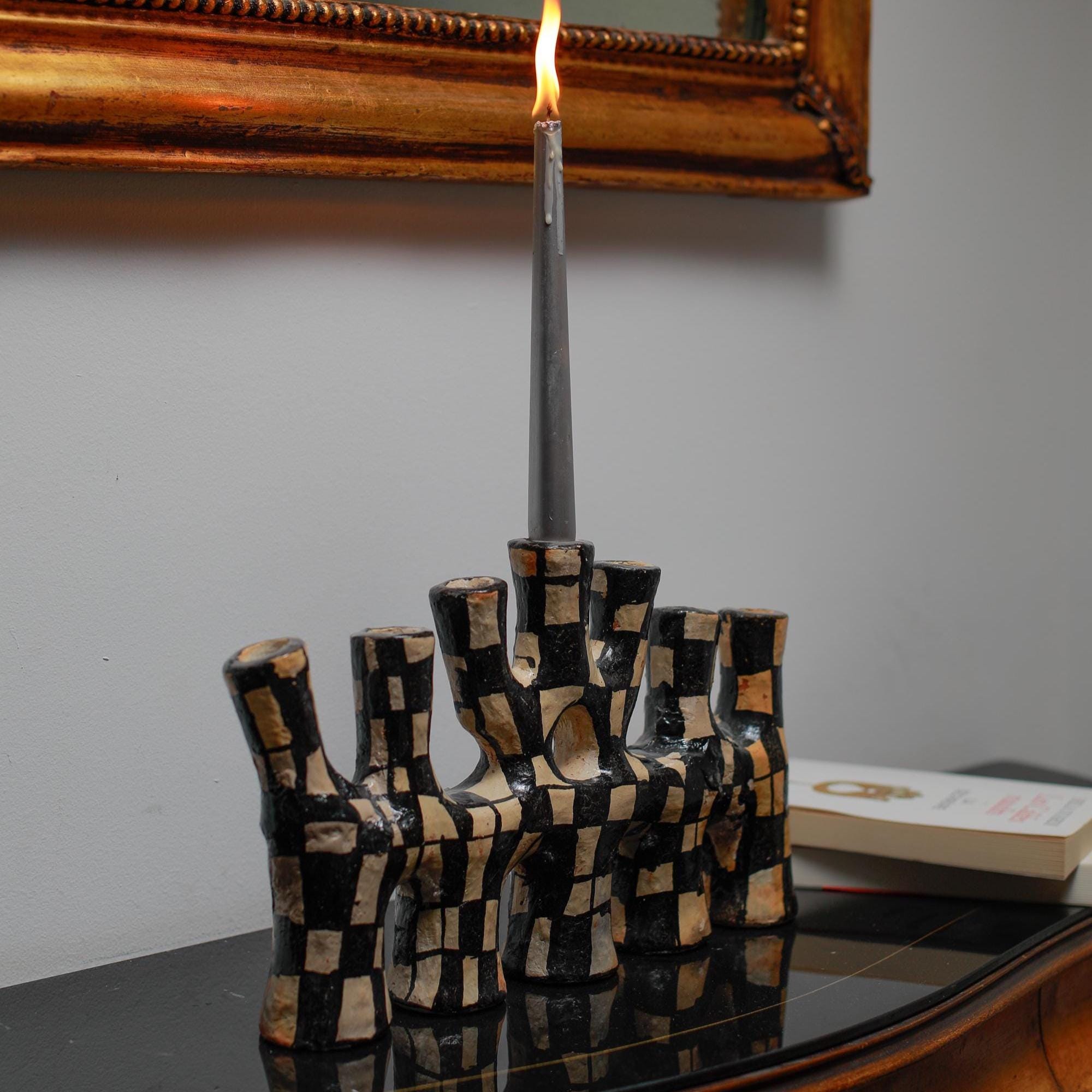 Artisan Pottery Candelabra – Handcrafted Clay Candle Holder of Timeless Heritage