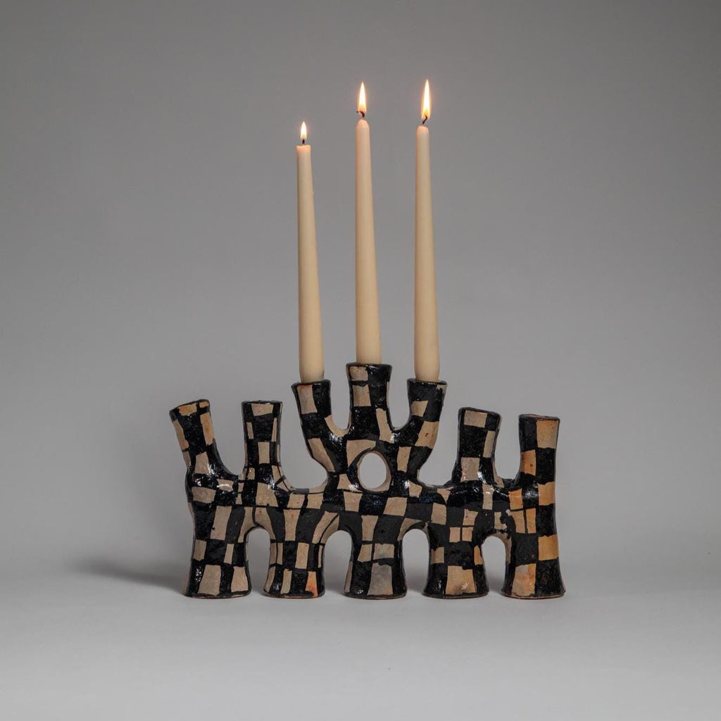 Artisan Pottery Candelabra – Handcrafted Clay Candle Holder of Timeless Heritage