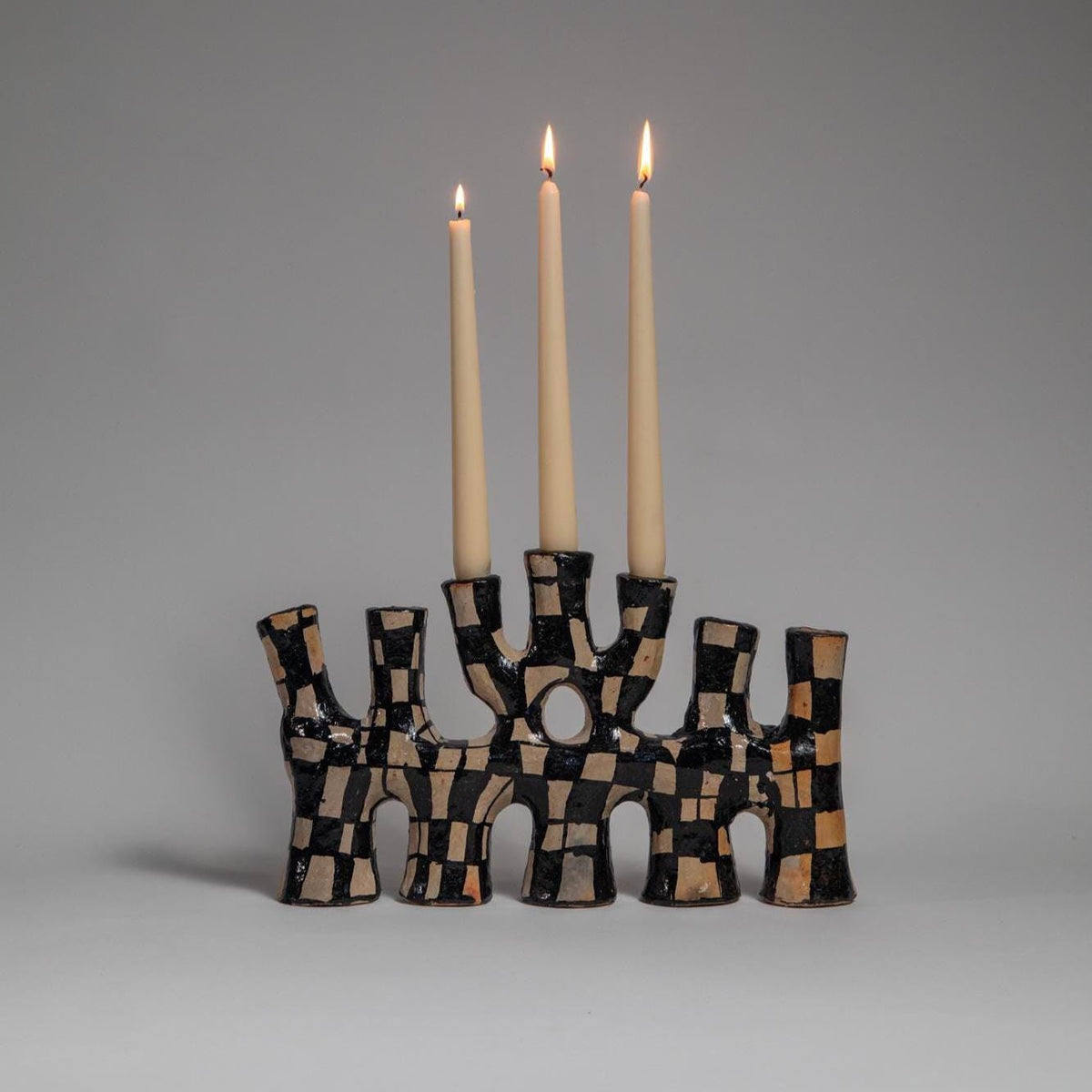 Artisan Pottery Candelabra – Handcrafted Clay Candle Holder of Timeless Heritage