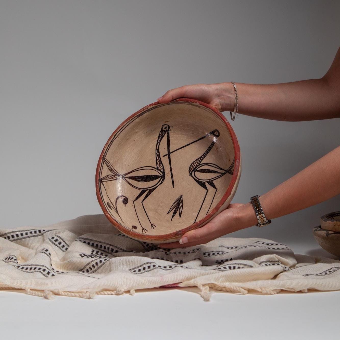 Handmade Pottery Bowl – 8 inch Large Decorative Centerpiece, Rustic Fruit Bowl, Boho Home Decor