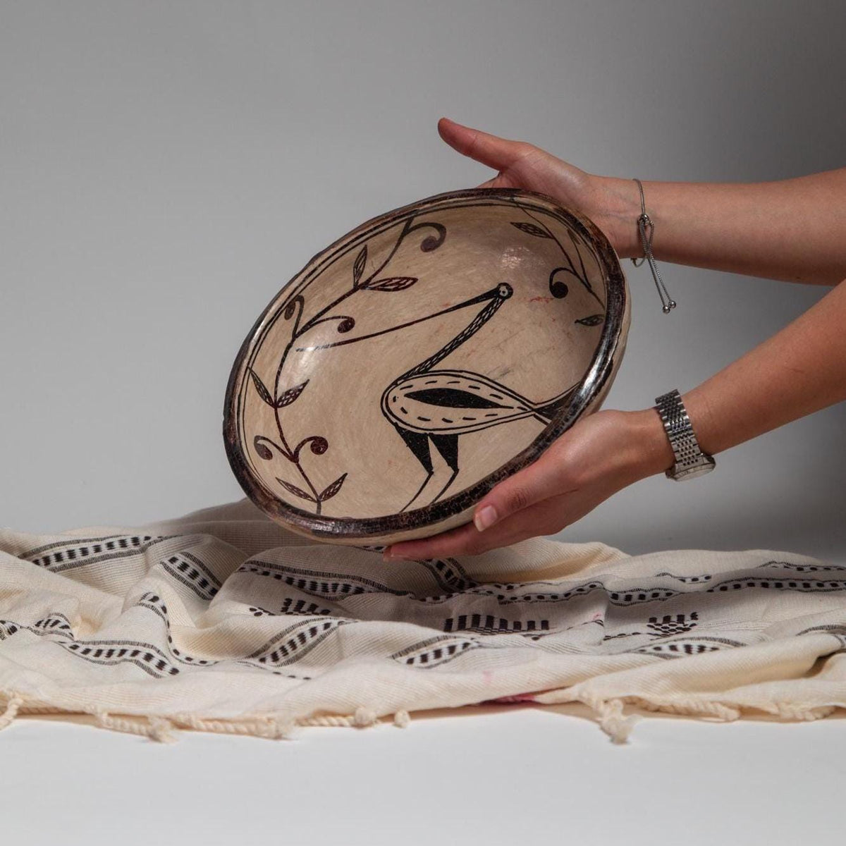 Handmade Pottery Bowl – 8 inch Large Decorative Centerpiece, Rustic Fruit Bowl, Boho Home Decor