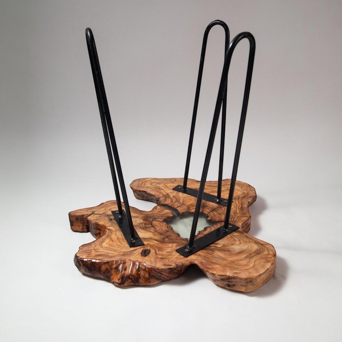 Handmade Olive Wood Live Edge Coffee table with Resin, Unique coffee table, Natural Olive Tree Solid Wood Side Table