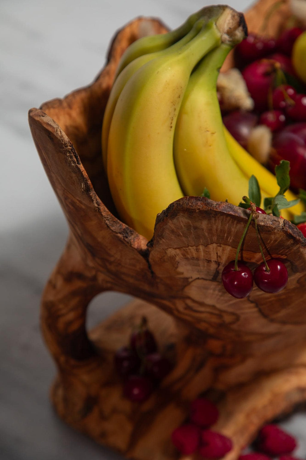 Handmade Olive Wood Centerpiece- Unique Bowl Sculpture - Kitchen Decor - Natural Wooden Artisan Basket - Durable Decorative Accessory